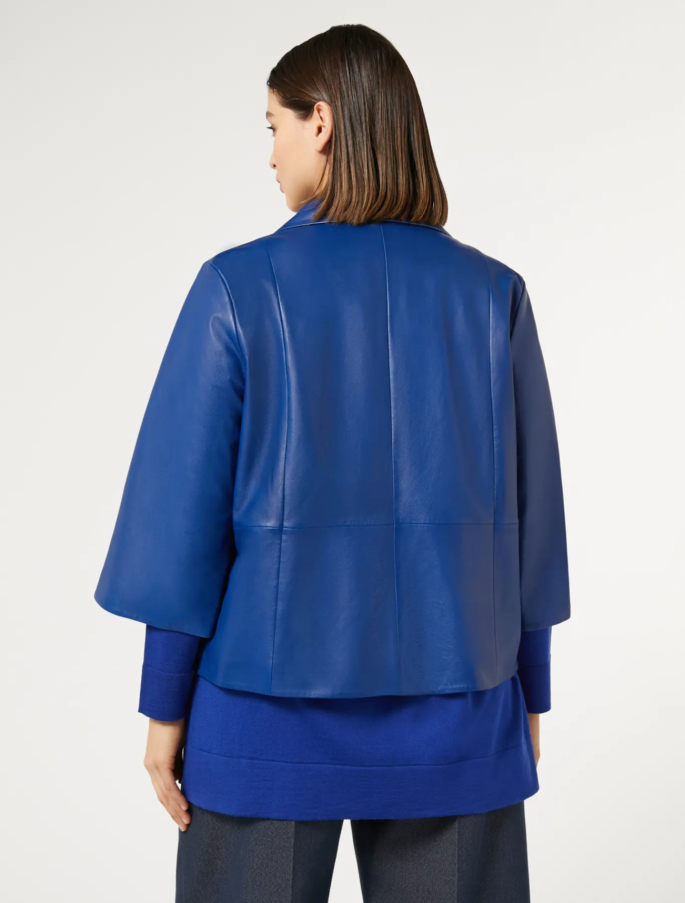 Marina Rinaldi Veste en cuir nappa brillant BLEUET New