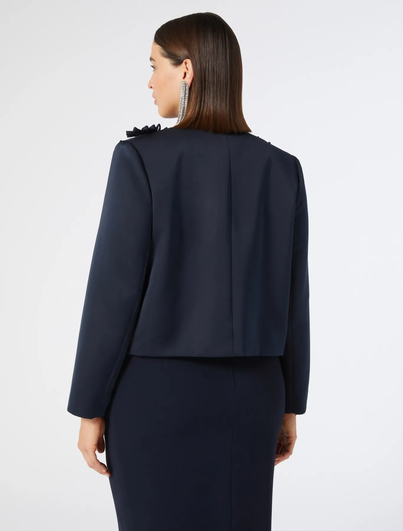 Marina Rinaldi Veste en duchesse avec broderie BLEUNUIT Discount