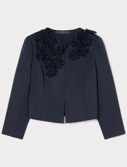 Marina Rinaldi Veste en duchesse avec broderie BLEUNUIT Discount