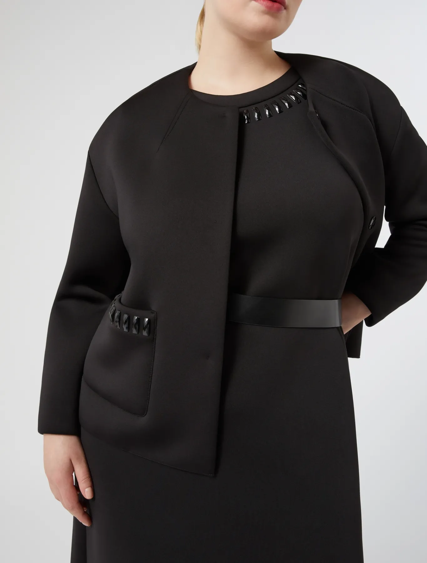 Marina Rinaldi Veste en scuba avec broderies NOIR Clearance