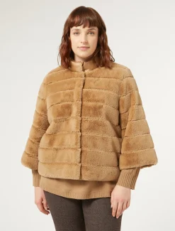 Marina Rinaldi Veste en tissu effet fourrure et toile de nylon POILDECHAMEAU Sale