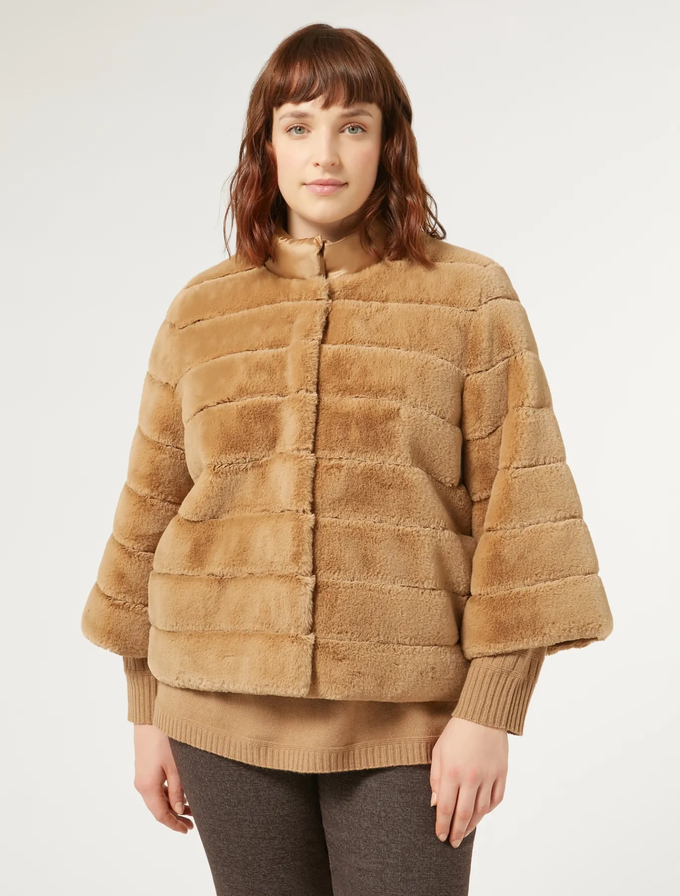 Marina Rinaldi Veste en tissu effet fourrure et toile de nylon POILDECHAMEAU Sale