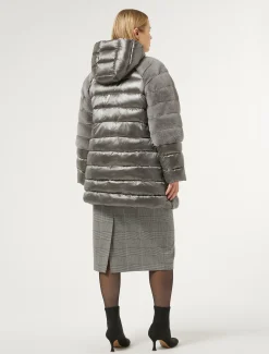 Marina Rinaldi Veste en tissu effet fourrure et toile de nylon GRISMOYEN Outlet