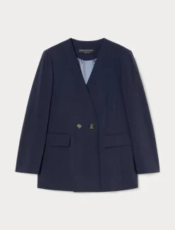 Marina Rinaldi Veste en toile de crêpe de laine BLEUNUIT Best