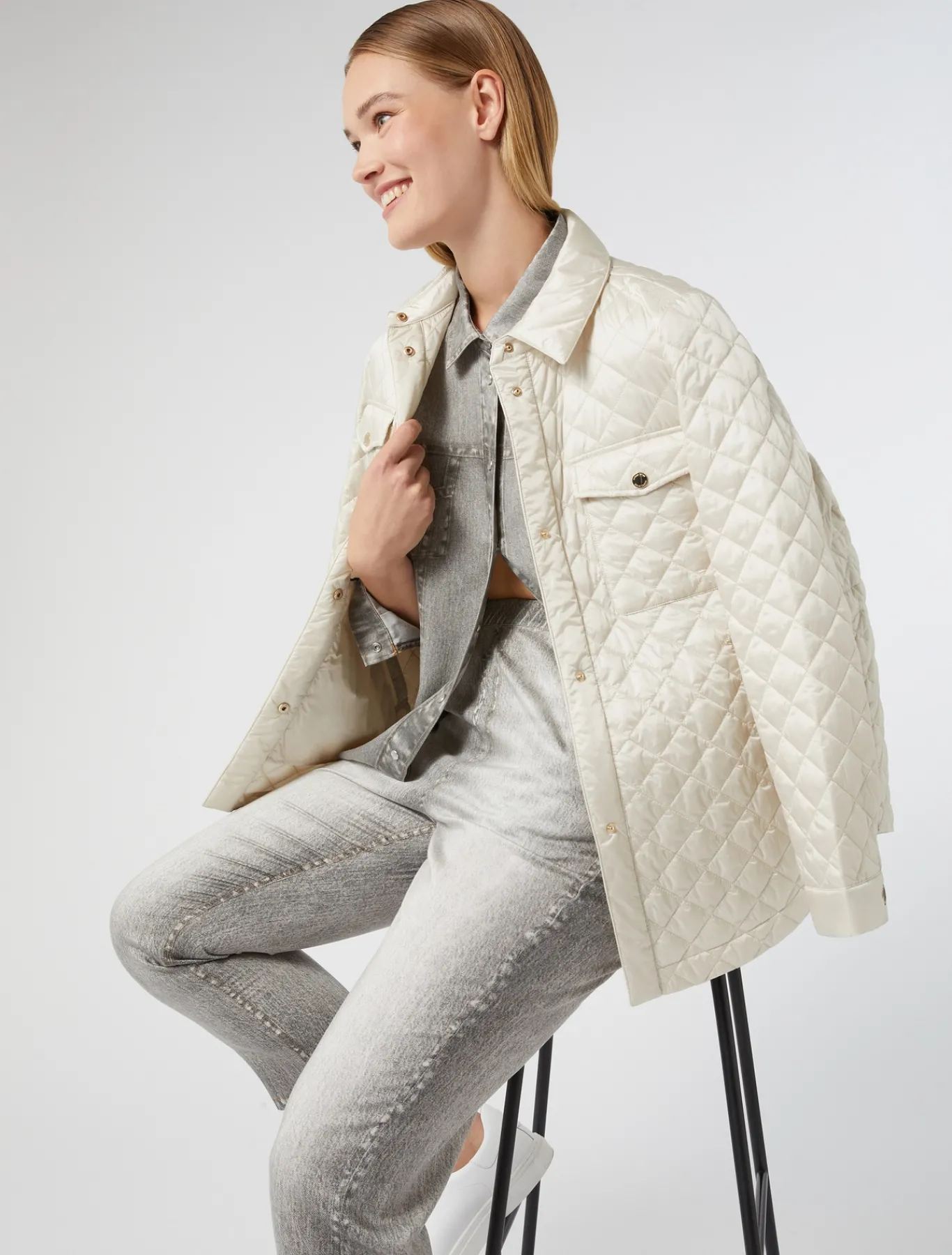Marina Rinaldi Veste rembourrée en toile de nylon irisée IVOIRE Clearance