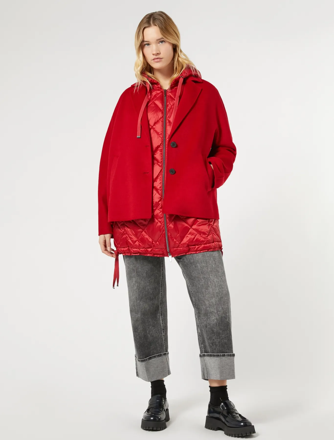Marina Rinaldi Veste sans manches en tissu technique ROUGE Clearance