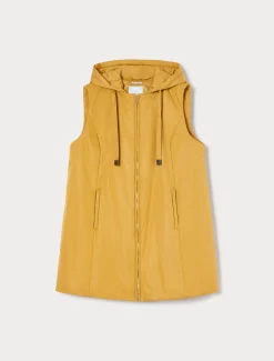 Marina Rinaldi Veste sans manches en toile technique imperméable MOUTARDE Hot