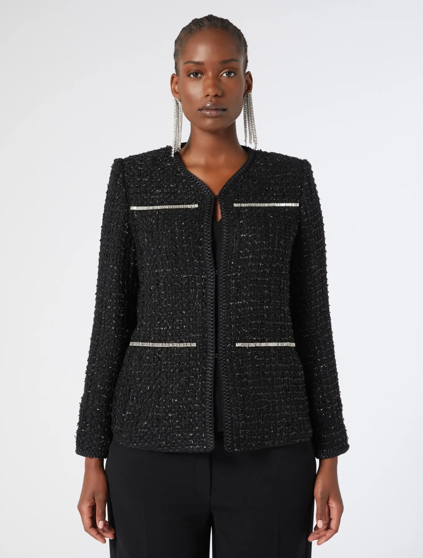 Marina Rinaldi Veste teinte en fil avec broderie NOIR Clearance