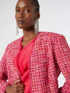 Marina Rinaldi Veste teinte en fil avec broderie FUCHSIA Best