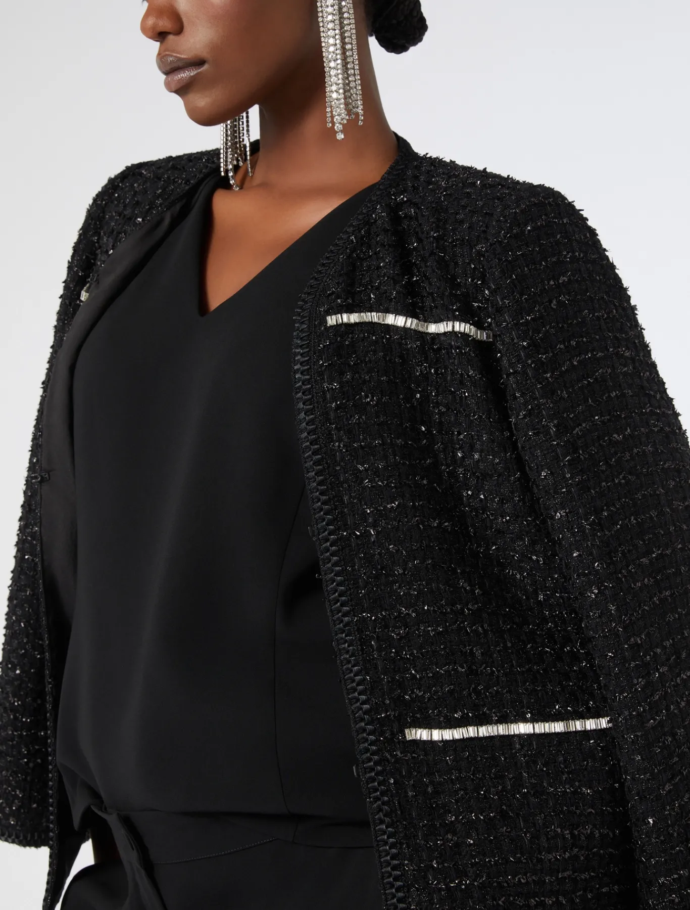 Marina Rinaldi Veste teinte en fil avec broderie NOIR Clearance