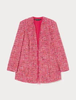 Marina Rinaldi Veste teinte en fil avec broderie FUCHSIA Best