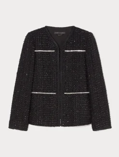 Marina Rinaldi Veste teinte en fil avec broderie NOIR Clearance