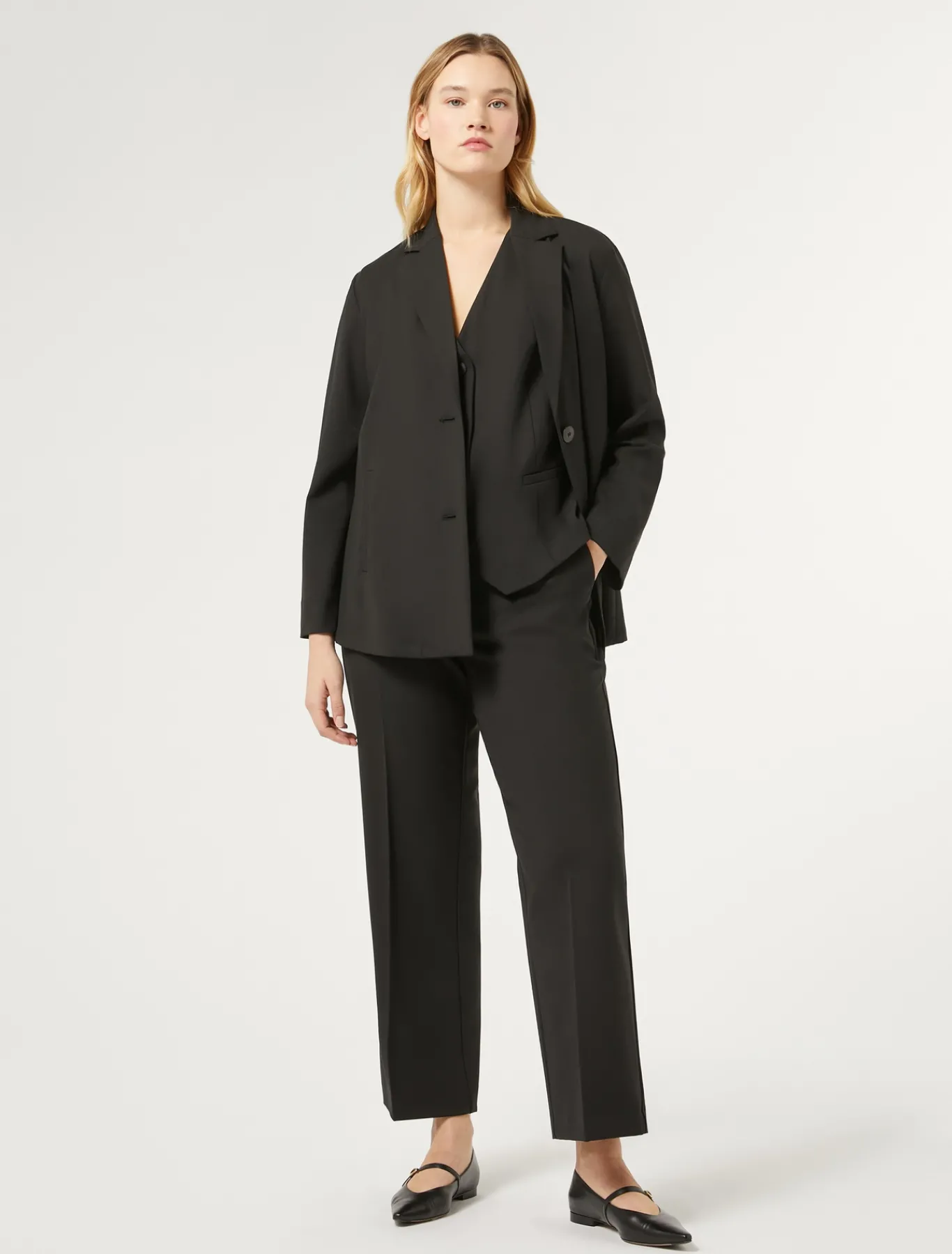 Marina Rinaldi Veste tunique en gabardine de laine NOIR Outlet